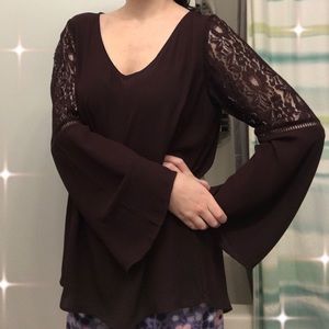 🌜APT.9 Midnight Grape Lace Bell Sleeve Blouse 🌜
